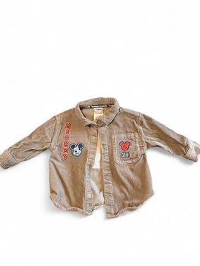 Disney Tan Corduroy Mickey Patch Shirt Jacket